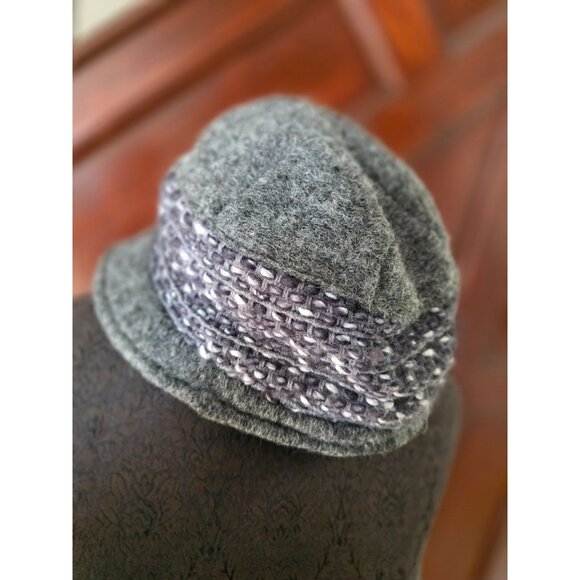 Creativa Italy Womens Wool Cloche Hat With Bow Gray & Purple - Picture 2 of 5